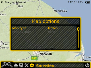 Map options menu